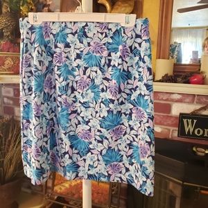 J.JILL pull on Blue floral A-line Midi S